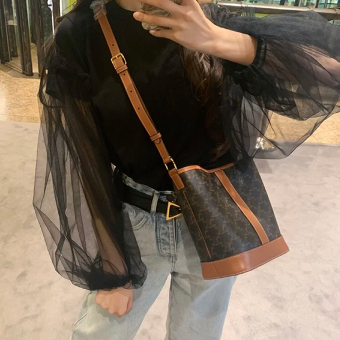 9a+ celine small triomphe canvas bucket bag